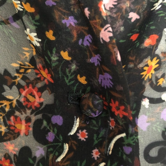 SAKS FIFTH AVE Floral Mesh Button-down Blouse - Picture 11 of 14